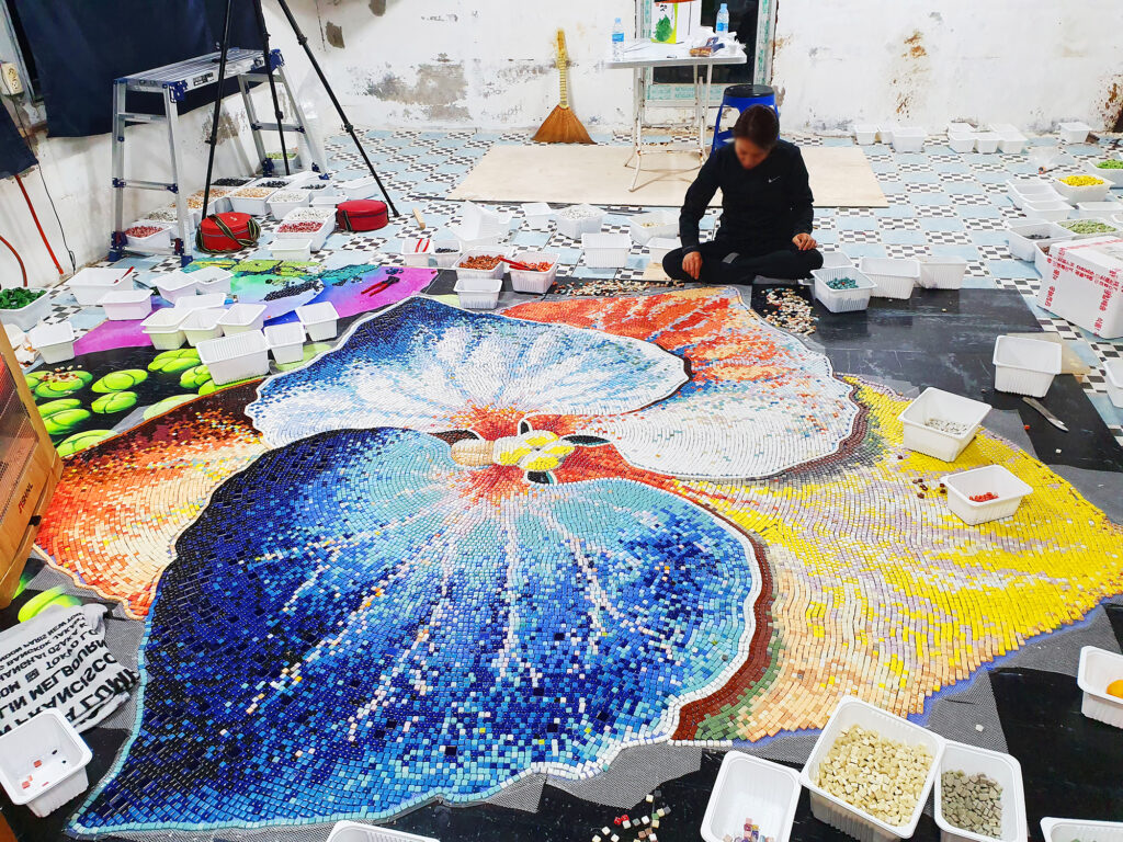 수국 타일아트 & 타일벽화